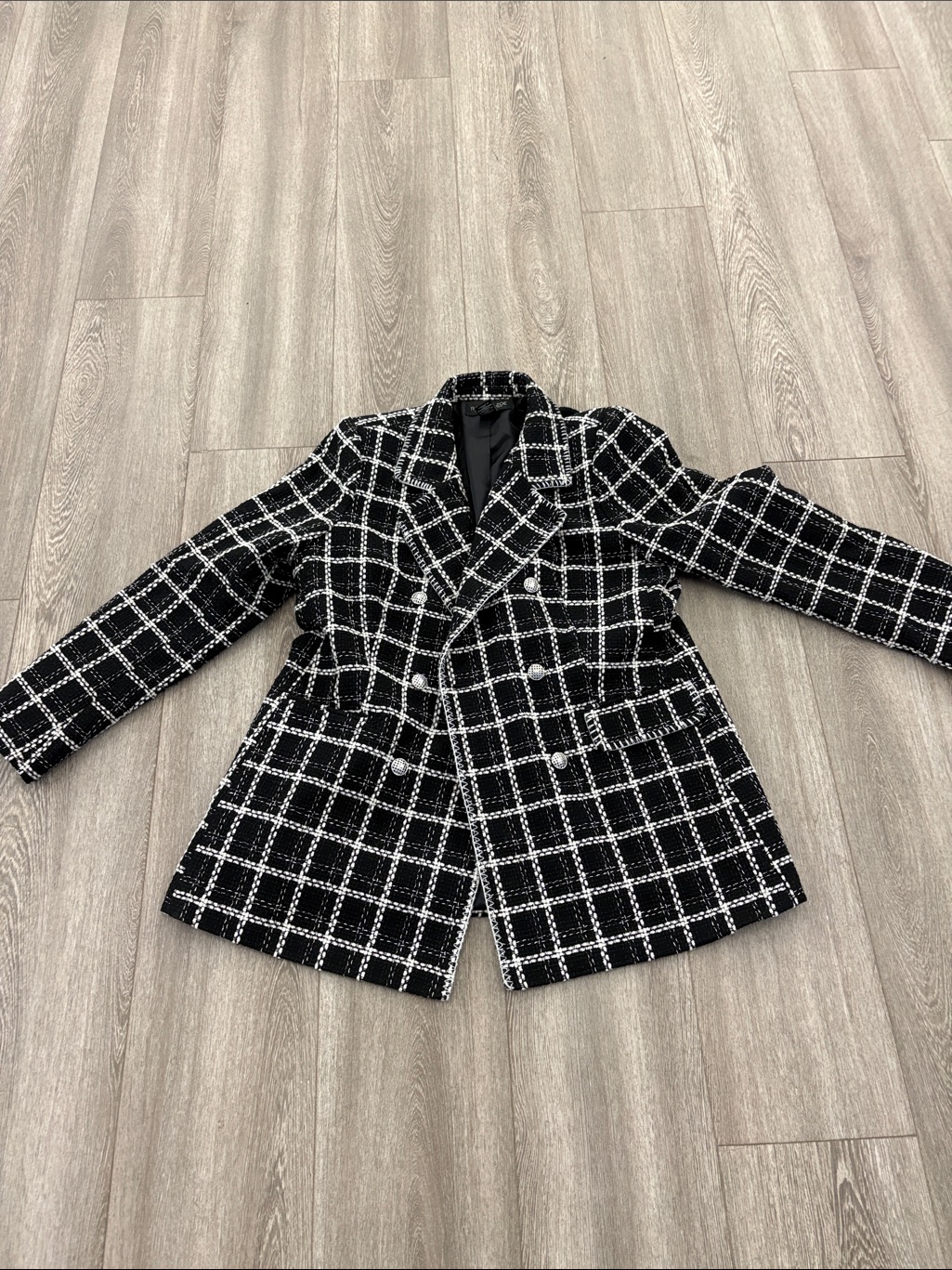 Rachel Zoe Black And White Tweed Blazer